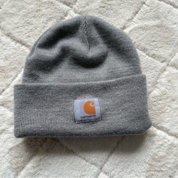 Carhartt | Gray Knit Cuffed Foldover Beanie Hat | Size One Size Fits Most - Picture 8 of 8